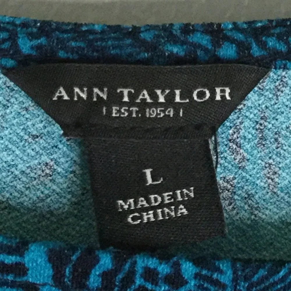 Ann Taylor Blue Paisley Crepe Dolman Sleeve Dress